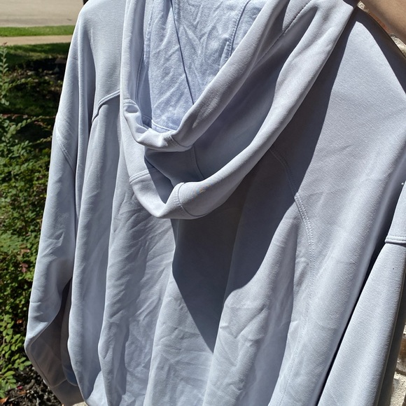 Athleta Seasoft Bubble Hem Hoodie in light blue gray Size L - Picture 13 of 16